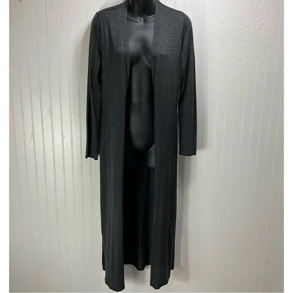 WHITE HOUSE BLACK MARKET Duster Length Wool Blend Long Open Cardigan